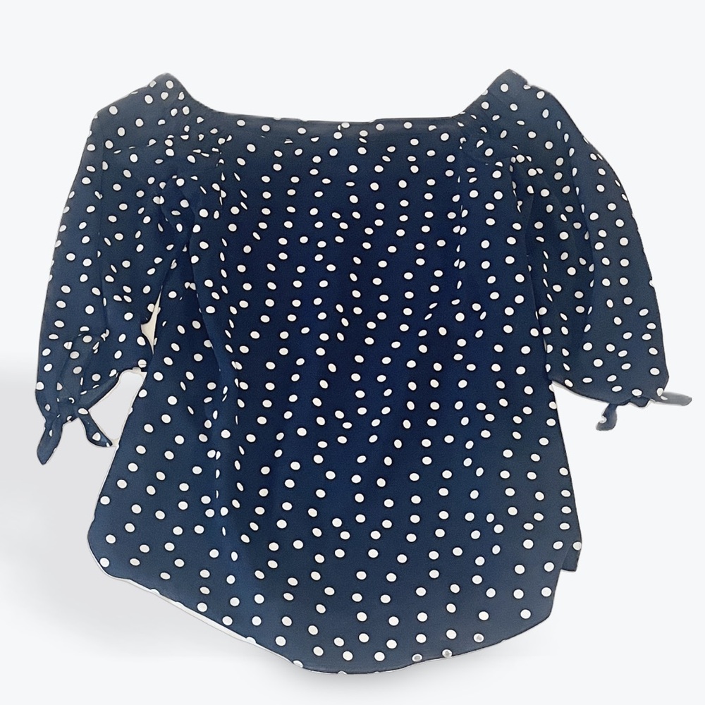 NWT Status by Chenault Navy Polka Dot Blouse
